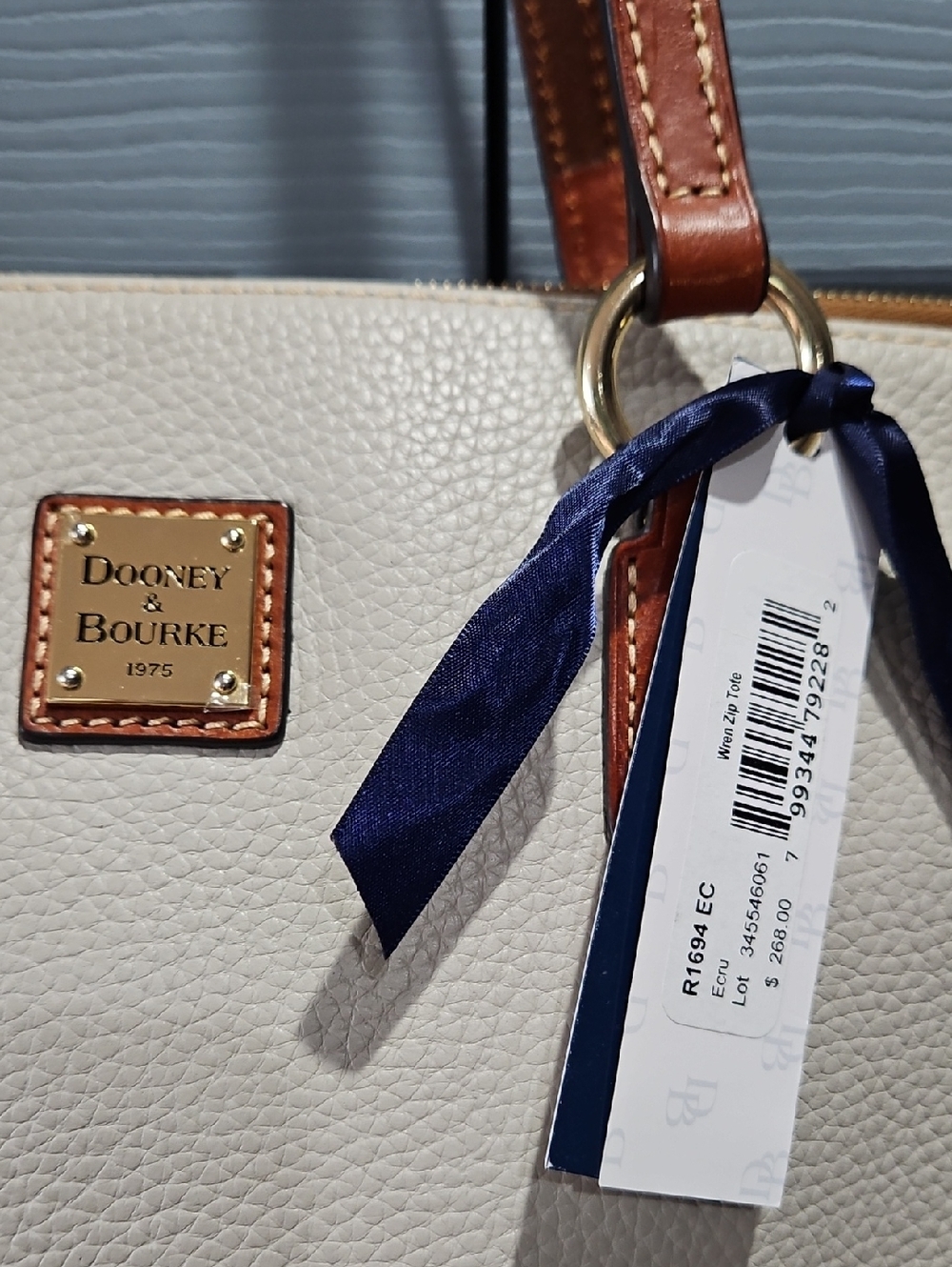 Dooney & Bourke Pebble Leather Wren Zip Tote Bag - Picture 12 of 15